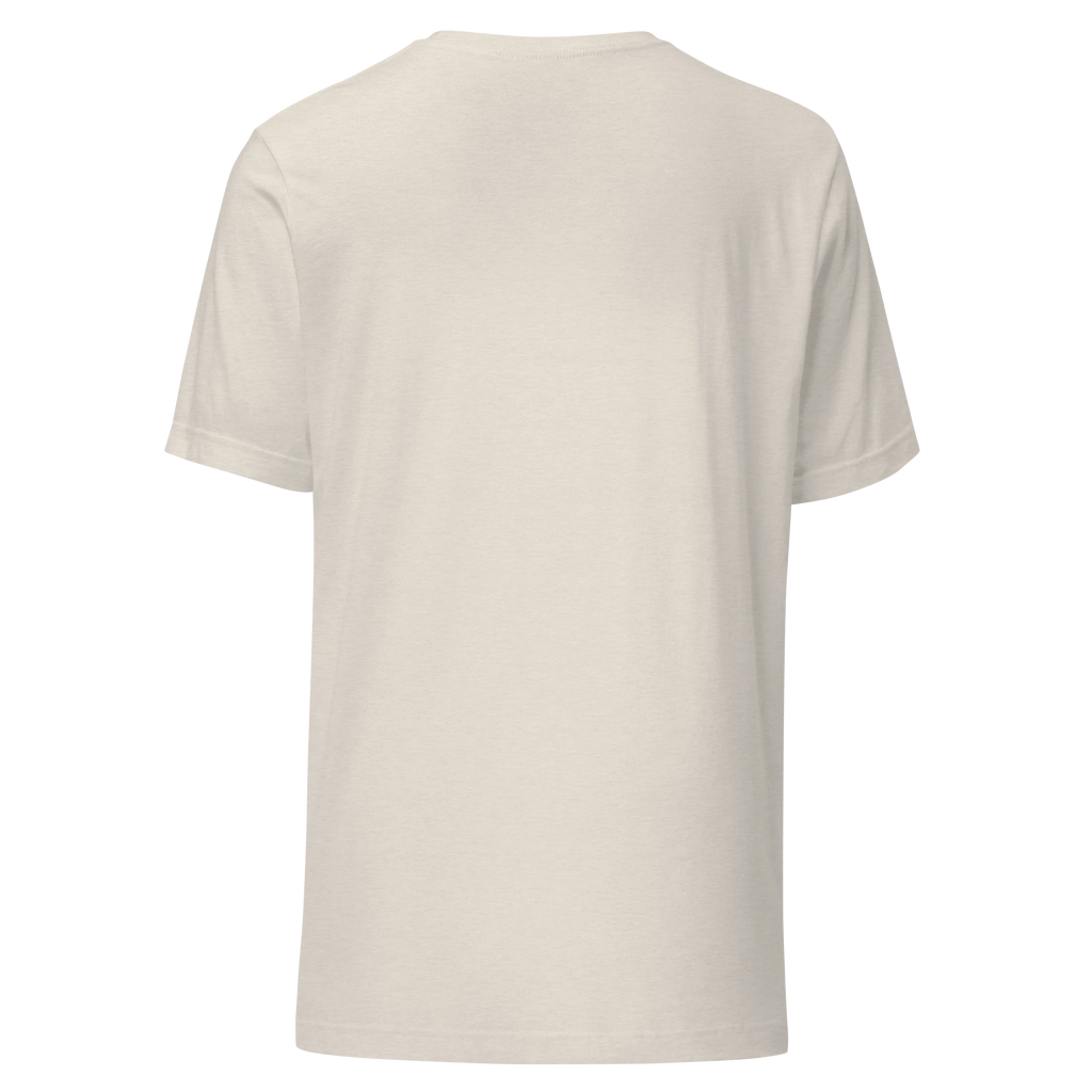 Birdie National unisex beige cotton t-shirt, back view of a soft, lightweight, pre-shrunk crew neck tee.