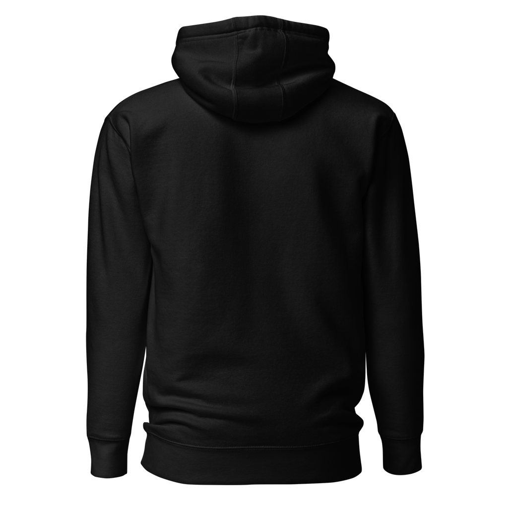 Birdie National black unisex pullover hoodie, back view, featuring a soft-touch fabric blend and ribbed hem.