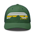 Birdie National green six-panel trucker cap with mesh back and embroidered mountain and golf flag graphic